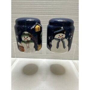 Crazy‎ Mountain Ceramic Snowman Salt & Pepper Shaker Set.